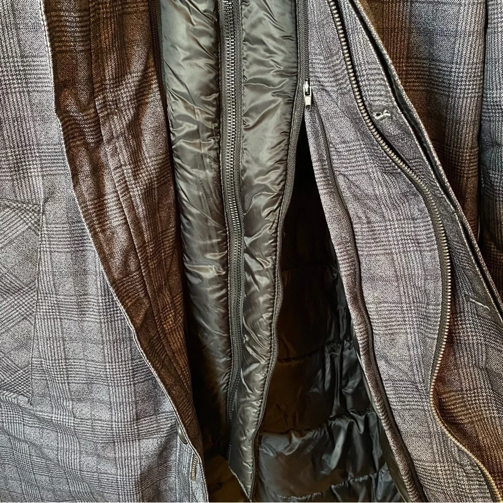 Zara Removable Collar Coat Plaid Size Large
